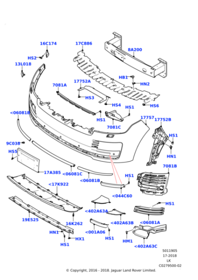 Ön Tampon Braketi Sol-Lr098435 R-/Range Rover New