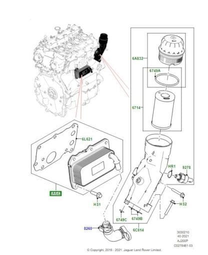 Yağ Soğutucu Komple-Contalı ( Motor )-Lr075630-Lr073678-Jde38250 (Jaguar)-Jde36854 (Jaguar)-2.0 Dizel/Discovery Sport-Range Rover Range Rover Velar