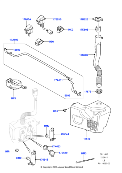 Cam Yıkama Su Deposu Far Fıskiyeli -Dmb500040 E-/Range Rover Sport-Discovery 3