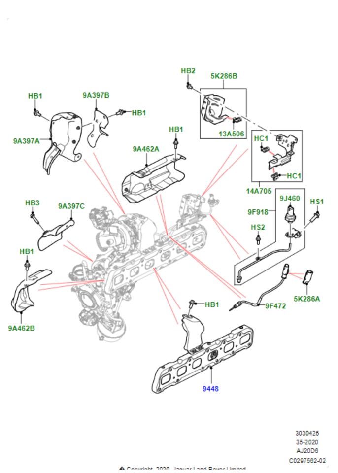 Egzoz Manifold Contası-Lr154225-Lr125334-Jde40774 (Jaguar)-Jde41172 (Jaguar)-3.0/Range Rover New