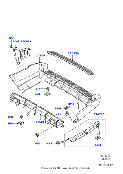 Tampon Kaplaması Üst Arka-Lr014496 E-Doe500010Lqv-/Range Rover New 2