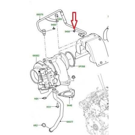 Turbo Yağ Besleme Boru Pulu-Lr073671 L-Aj813362 (Jaguar)-2.0 Dizel/Range Rover Evoque