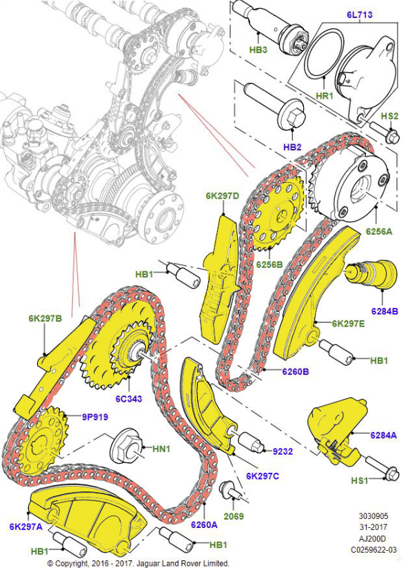 Eksantrik Zincir Seti ( 12 Parça )-Lr132677 M-Lr073745-Lr139320-Aj813317-Jde40592-Jde40737 (Jaguar)-2.0 Dizel/Range Rover Evoque