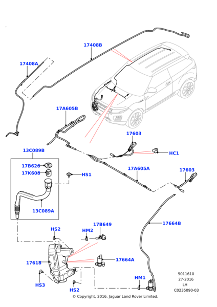 Cam Yıkama Su Pompa Ön -Lr027685 E-Lr083803-Lr077377-/Range Rover Evoque