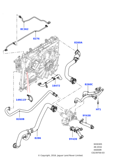 Radyatör Alt Hortum-Lr080120-Lr034652-4.4 Dizel/Range Rover Sport-Range Rover New 2