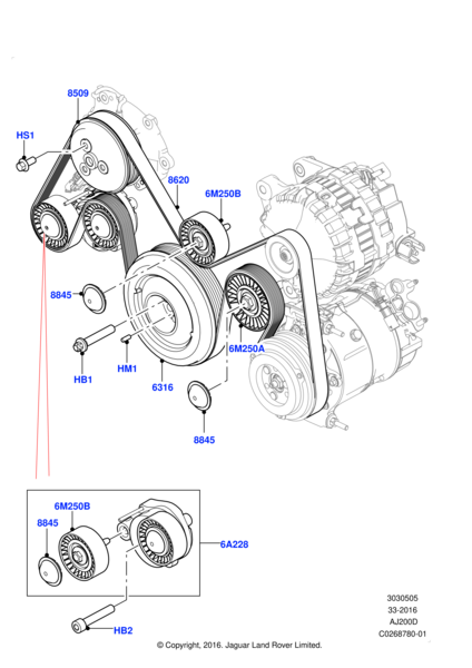 V Kayış Avare Bilyası-Lr138946 İ-Lr071758-T2H46586 (Jaguar)-T2R21156-02T2H2425-T2H1394-T2H1399-T2H38134 (Jaguar)-2.0 Dizel/Range Rover Sport-Range Rover Range Rover Velar
