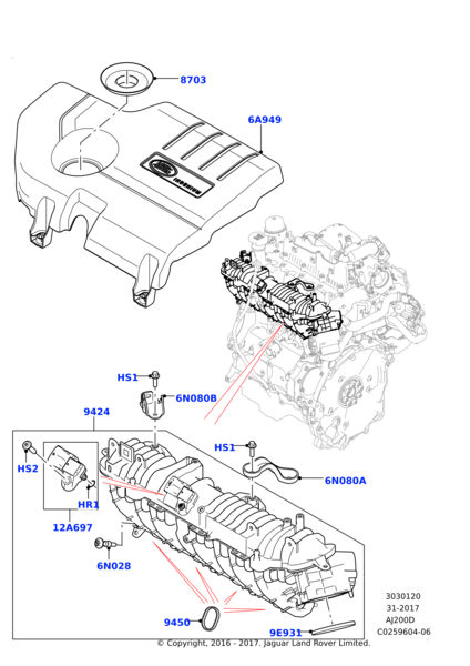 Emme Manifold Contası-Lr074070 E-Jde38156 (Jaguar)-2.0 Dizel/Discovery Sport