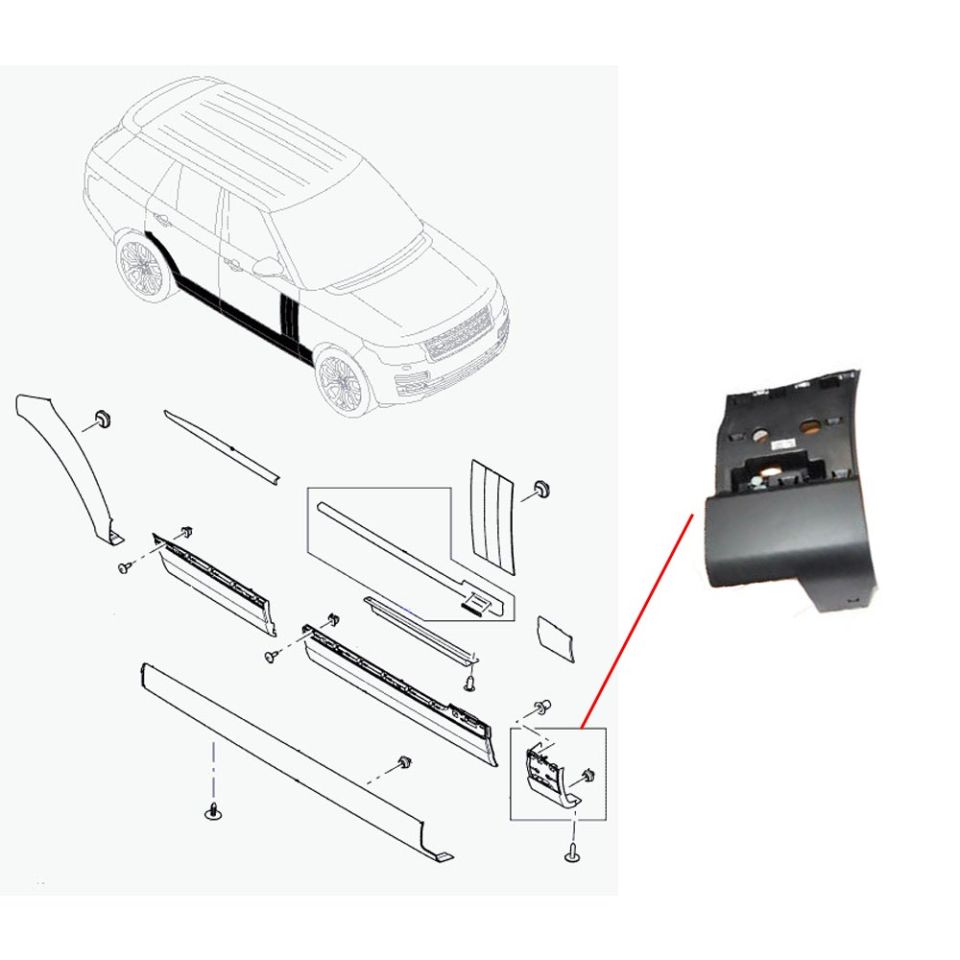 Ön Çamurluk Alt Etek Kaplama Sağ (Alt Kısım)-Lr048271-/Range Rover New