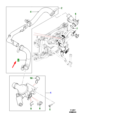 Termostat Hortumu-Lr081670-T2H3664 (Jaguar)-2.0 Dizel/Range Rover Sport