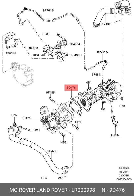 Egr Soğutucu Contası-Lr000998 E-Aj811156 (Jaguar)-2.2/Range Rover Evoque-Freelander 2