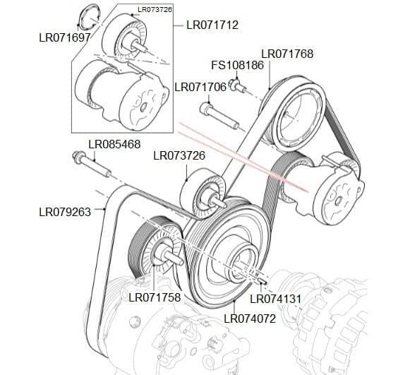 V.Kayış Gergi Bilyası-Lr073726 D-T2H1400 (Jaguar)-2.0 Dizel/Range Rover Sport-Range Rover Range Rover Velar