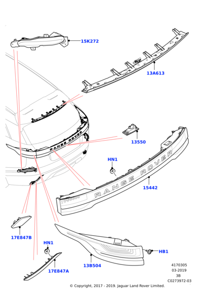 Tampon Arka Reflektör Sağ-Lr093435 E-/Range Rover Range Rover Velar