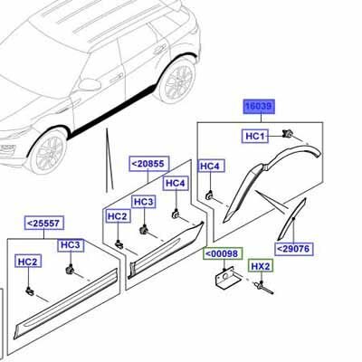 Çamurluk Ağız Bakaliti Sol Arka-Lr066507 E-Lr035117-Lr048401-Lr052645-2.2/Range Rover Evoque
