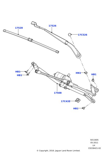 Cam Silgi Süpürgesi Ön Sol-Lr025117 A-Lr078304-Lr154898-Lr154900-/Range Rover Evoque
