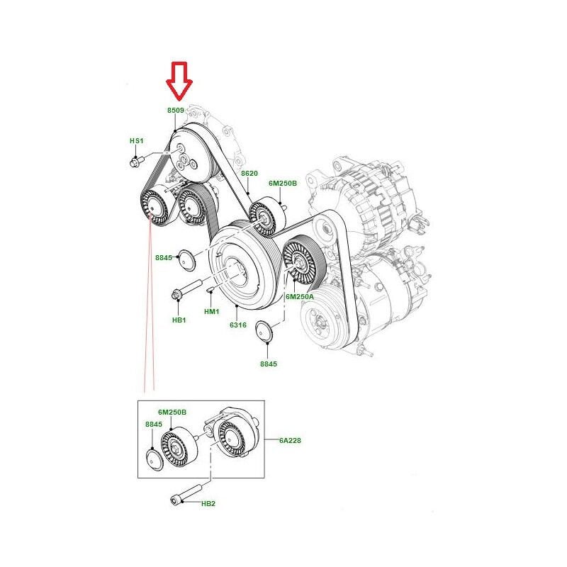 Devirdaim Kasnağı-Lr071768 L-T2H2494 (Jaguar)-2.0 Dizel/Range Rover Evoque