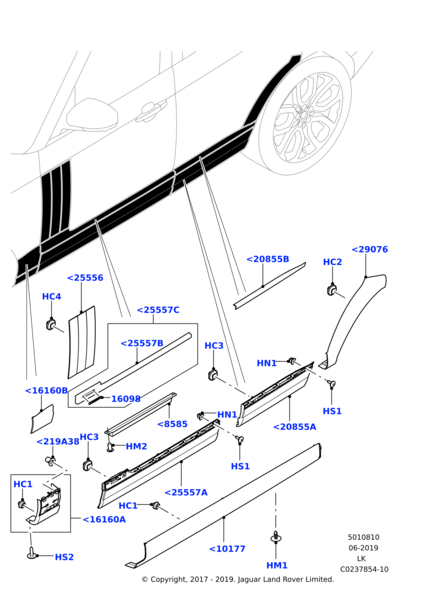 Yan Çıta Sol (Arka Kapı Üzeri Üst)-Lr105113 R-Lr038858-/Range Rover New