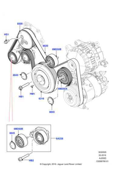 V Kayış Avare Bilyası-Lr138946 A-Lr071758-T2H46586 (Jaguar)-T2R21156-02T2H2425-T2H1394-T2H1399-T2H38134 (Jaguar)-2.0 Dizel/Range Rover Sport-Range Rover Range Rover Velar