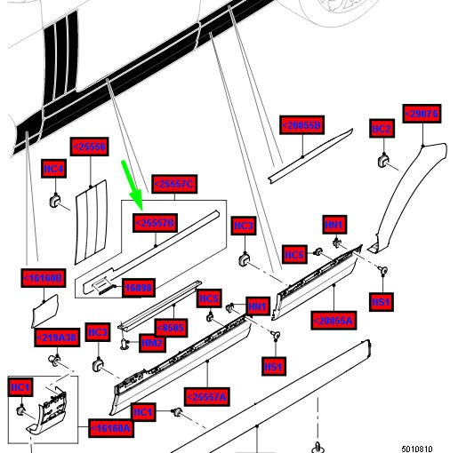 Yan Çıta Sol (Ön Kapı Üzeri Üst)-Lr105109 R-Lr038849-/Range Rover New