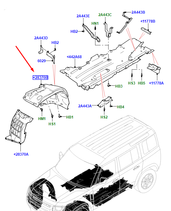 Çamurluk Davlumbazı Ön Sağ ( Arkaya Gelen )-Lr177929 L-Lr147000-Lr143460-Lr129834-New Defender