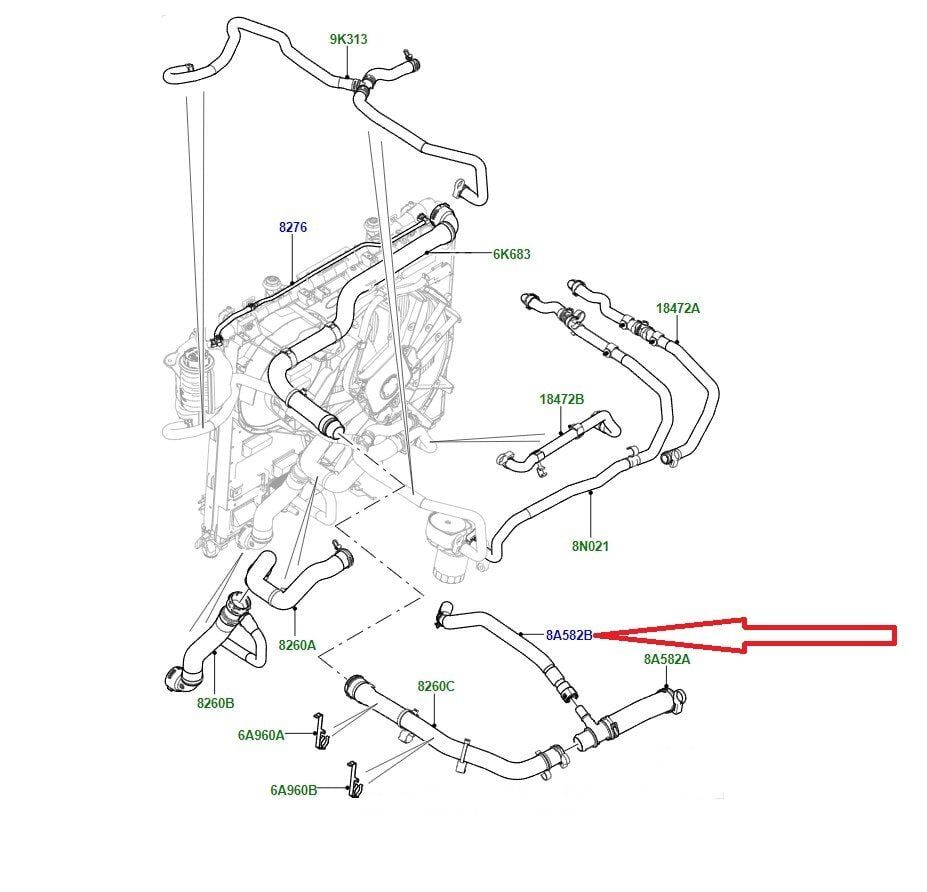 Radyatör Hortumu-LR086416 O-LR062812-JDE36330 (JAGUAR)--R.R.SPORT-R.R.NEW
