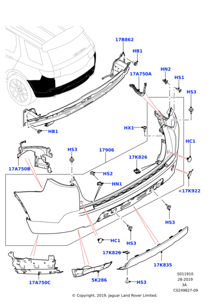Arka Tampon Çeki Kapağı-Lr077792 L-/Discovery Sport