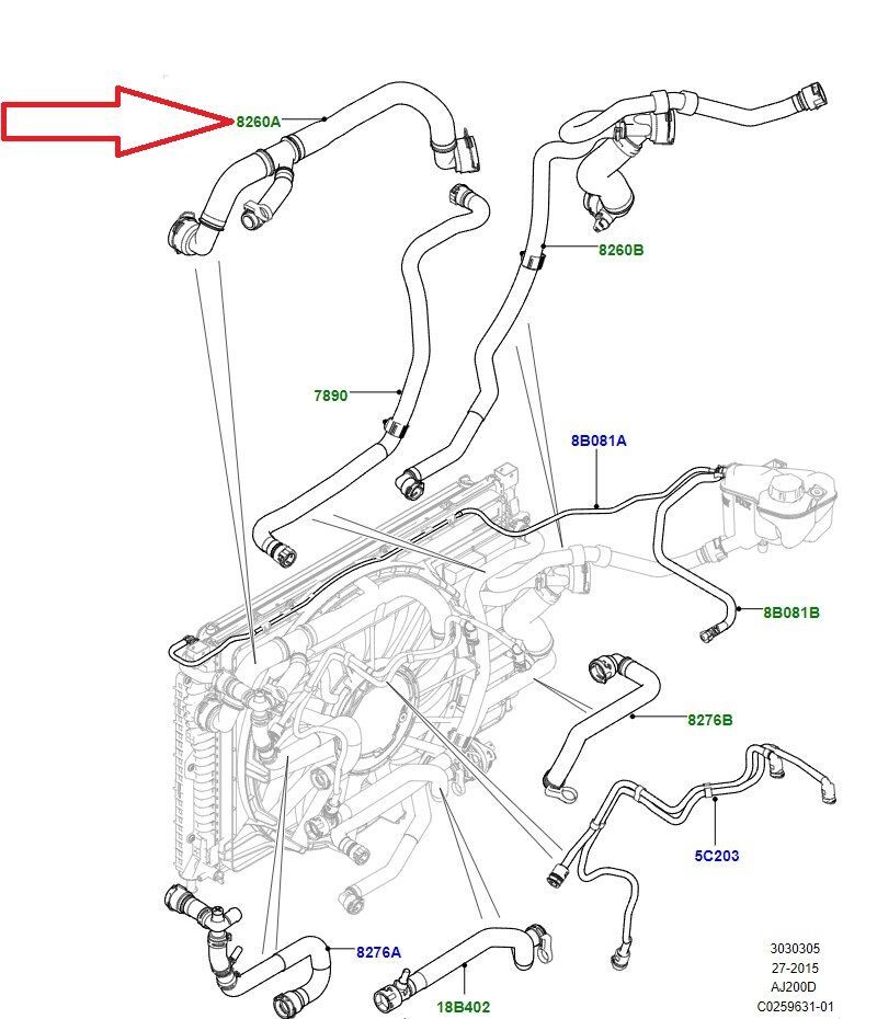 Radyatör Üst Hortumu-Lr072035 R-J9C1409 (Jaguar)-2.0 Dizel/Discovery Sport