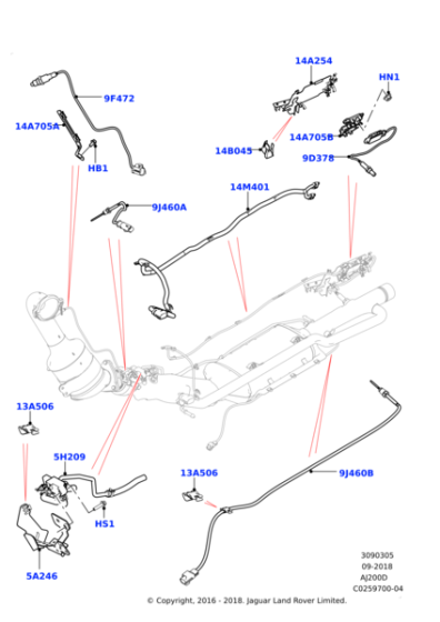 Egzoz Gazı Nox Sensörü-Lr094076-Lr114280-Lr118316-J9C16385 (Jaguar)-2.0 Dizel/Range Rover Evoque