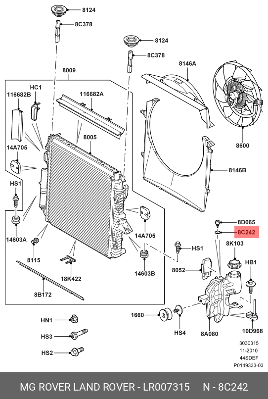 Genleşme Tank Tapa ( Oringi )-Lr007315-2.7/Range Rover Sport-Discovery 3