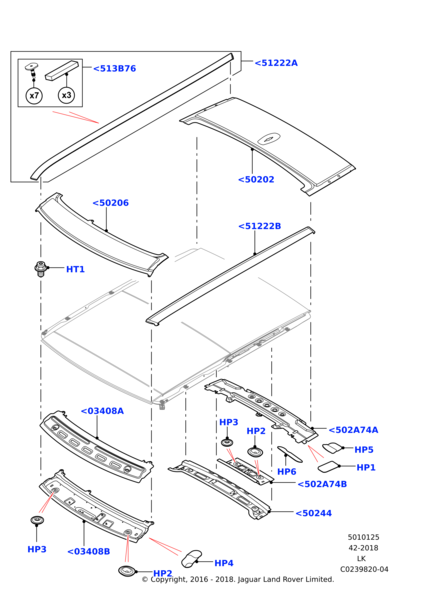 Tavan Çıtası Komple Sağ-Lr094469-Lr037539-Lr053171-Lr057294-Lr072882-/Range Rover New