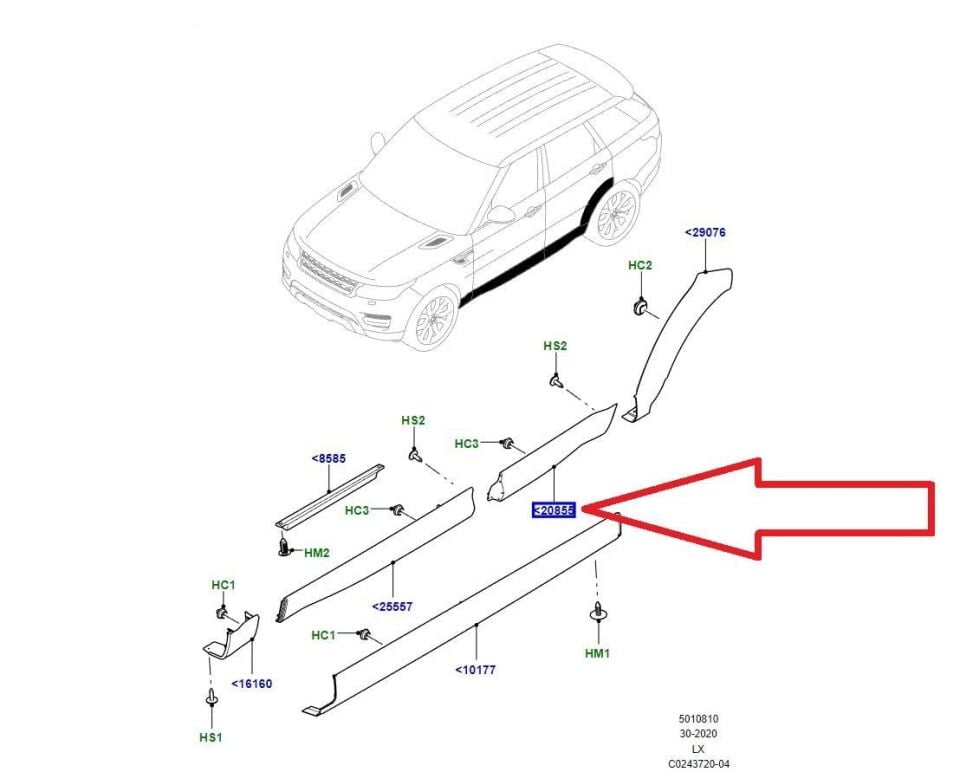 Arka Kapı Alt Kaplaması Sol-Lr125993 R-Lr077214-Lr044141-/Range Rover Sport