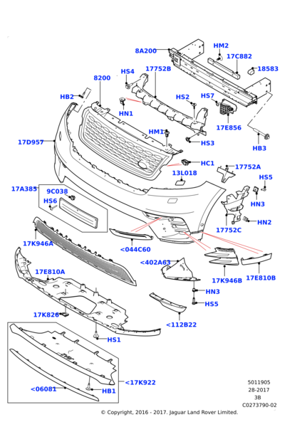 Ön Tampon Çıtası-Lr095018-/Range Rover Range Rover Velar