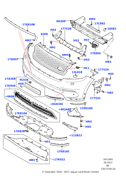 Tampon Çıtası Ön Sağ-Lr093509 R-/Range Rover Range Rover Velar