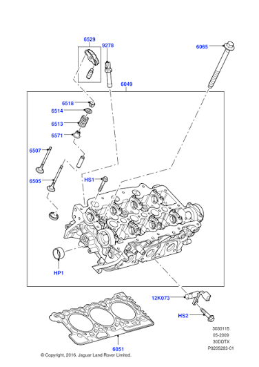 Silindir Kapak Contası ( 5 Delik )-Lr013073 E-C2P17984 (Jaguar)-3.0/Range Rover Sport