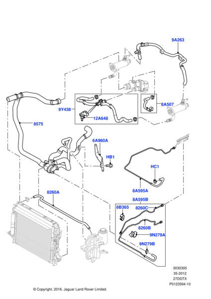 Hortum ( Egr-Termostat )-Lr011942-1351820-Jde3844 (Jaguar)-Lr008850-1322036-1316133-C2S28475-Jde3339-Jde10841 (Jaguar)-2.7/Range Rover Sport