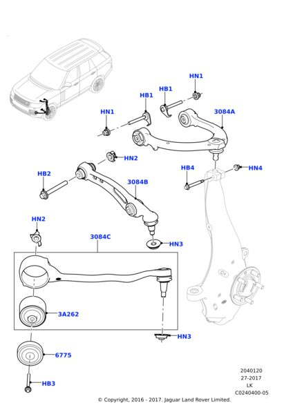 Ön Alt Salıncak Sol-Lr113305 A-Lr126100-Lr148058-Lr161227-Lr171073-/Range Rover Sport