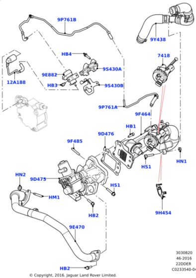 Egr Soğutucu Hortumu-Lr078480 E-Lr022344-Lr073552-C2S52112-C2Z31867 (Jaguar)-/Range Rover Evoque-Freelander 2