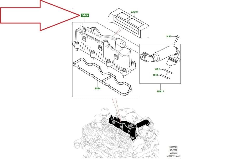 Motor Havalandırma Kapağı ( Siklon Filtresi )-Lr105980 O-Lr079590-Lr093135-Jde39434 (Jaguar)-2.0 Dizel/Discovery Sport