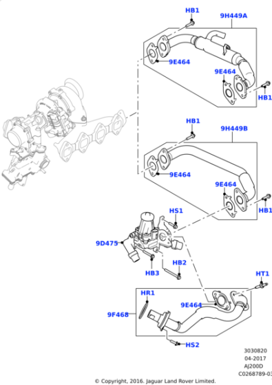 Egr Egzoz Manifold Hortumu-Lr082305-Lr111572-Aj813338 (Jaguar)-Jde40094 (Jaguar)-2.0 Dizel/Range Rover Sport