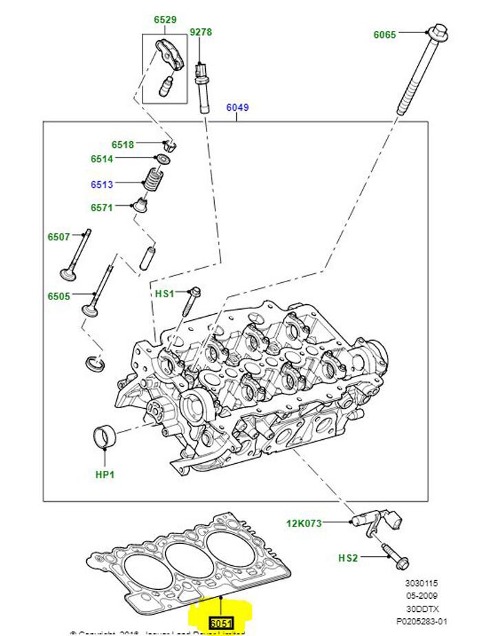Silindir Kapak Contası ( 3 Delik )-Lr013066 L.-C2P17982 (Jaguar)-3.0/Range Rover Sport-Discovery 3