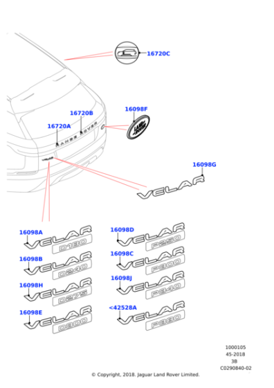 Arka Bagaj Üstü Yazı ( ROVER )-LR104328-LR154636-LR173889--R.R.VELAR