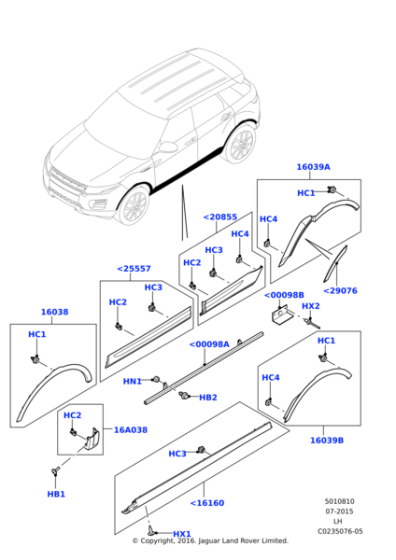 Çamurluk Alt Kaplaması Sol-Lr035400-Lr027257-/Range Rover Evoque