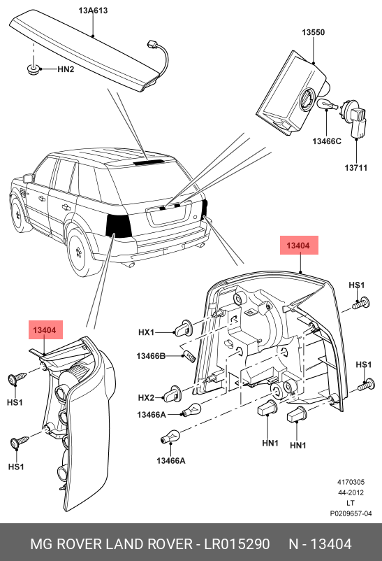 Stop Komple Sağ ( Gri Çerçeveli )-Lr015289 V-Lr036151-/Range Rover Sport
