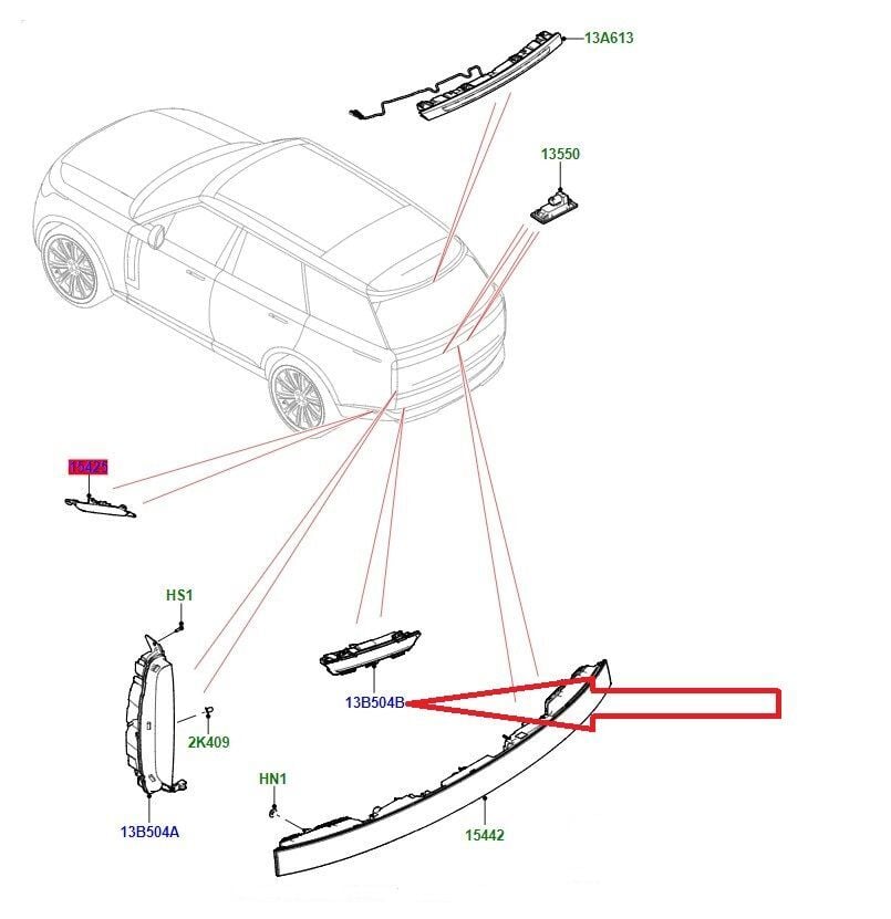 Arka Tampon Sis Lambası Sağ-453123548-LR152295-Range Rover New