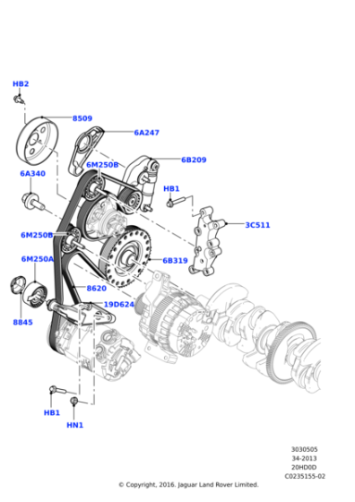 V.Kayış Gergi Bilyası Üst-Lr028878 O-C2P23965 (Jaguar)-Range Rover Evoque