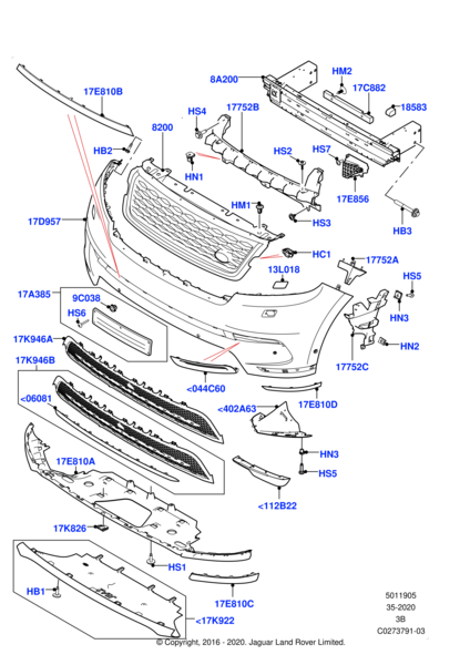 Ön Tampon-Lr093480-Lr137941-/Range Rover Range Rover Velar
