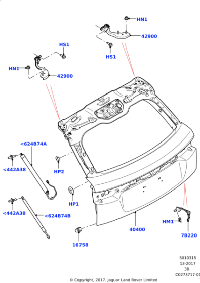 Bagaj Amortisörü Elektrikli (R-L)-Lr093409 J-Lr126176-Lr159617-Lr166797-Lr178875-/Range Rover Range Rover Velar