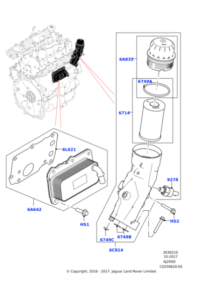 Yağ Filtre Adaptörü Komple-Lr097160-Jde39603 (Jaguar)-2.0 Dizel/Range Rover Sport-Range Rover Velar