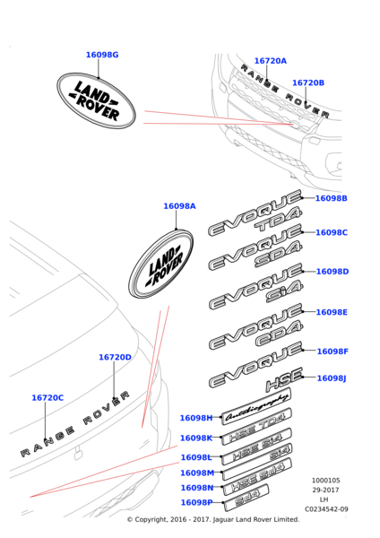 Arka 5.Kapı Üstü Yazı ( Rover ) -Lr053349-Lr026397-/Range Rover Evoque