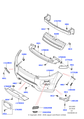 Tampon Köşe Kaplaması Ön Sol-Lr028551 E-/Range Rover Evoque