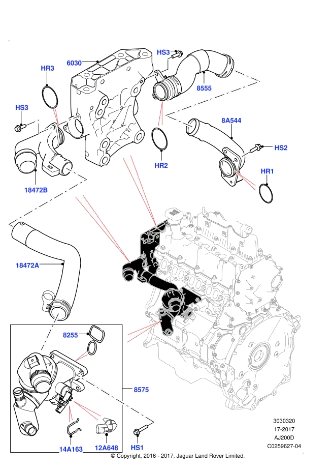 Termostat Komple-Lr105975 A-Lr073694-Jde40346 (Jaguar)-2.0 Dizel/Discovery Sport